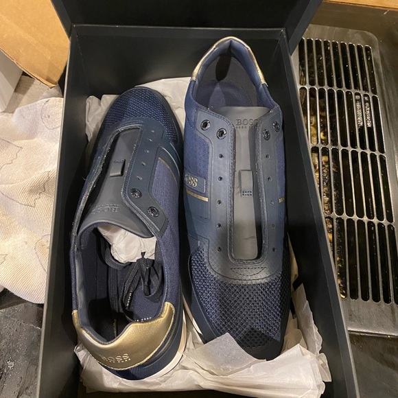 Hugo Boss Mens Shoes Navy And Gold Size 